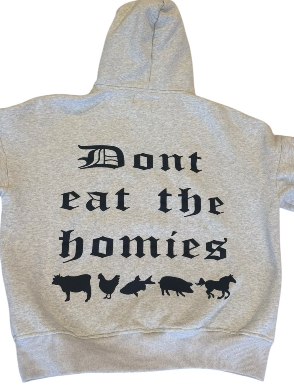 DONT EAT THE HOMIES DETH Unisex OG Hoodie Light Grey Vegan Sweatshirt Size L